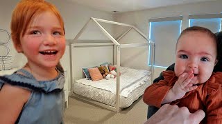 ADLEY and NAVEY  -  ROOM SWiTCH!!  Adley’s New Bed, Navey’s First Bedroom, Niko’s gets a Makeover 🔁