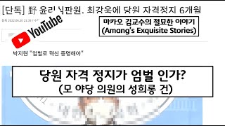 [마카오김교수] 당원 자격 정지가 중징계 인가? (모 야당 의원의 성희롱 건)