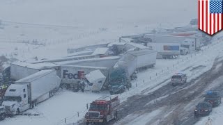 Epic 45-vehicle highway pile-up injures 27 people on Wyoming I-80