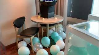 生日氣球佈置室內白月亮氣球happy birthday套餐酒店房間balloons decoration party staycation