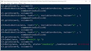 Python Tkinter Video-3 Using Radiobutton to perform Arithmetic Operations