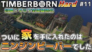 【Timberborn】『ニンジンビーバー家を手に入れる』マップ全体緑地化!!ハードモードでビーバーの王国作り始めました #11【ゆっくり実況】