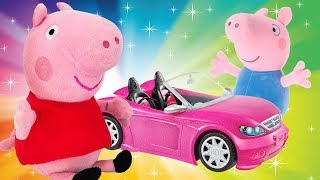 Mamá y el coche de color rosa. Vídeos de Peppa Pig.