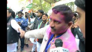 Celebration outside AICC in Delhi as Rahul Gandhi takes charge as Congress President