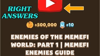 Enemies Of The Memefi World: Part 1 | Memefi Enemies Guide |Youtube Video Code Memefi Code 28 August