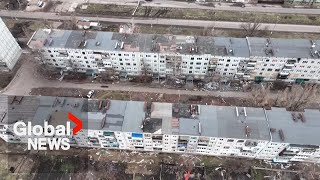 Ukrainian army drone shows pummelled Bakhmut where battles rage