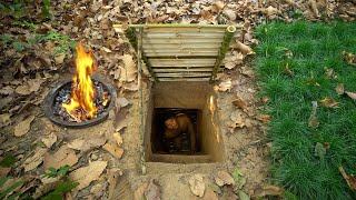 Watch me create a secret underground bamboo home shelter with ancient building techniques!