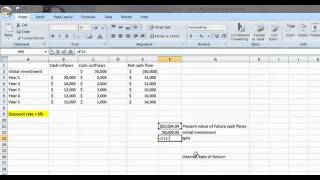 Using Excel to calculate NPV and IRR