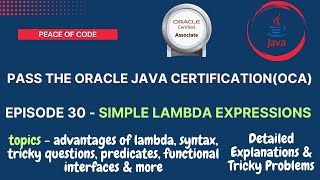 Java Certification-OCA | Simple Lambda Expressions | All Concepts & Questions | #java #javatutorial