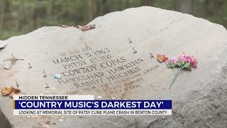 Looking at memorial site of Patsy Cline plane crash in Benton County