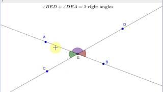 Euclid's Proposition 15: Vertical Angles Equal