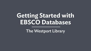 Getting Started with EBSCO Databases