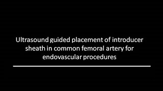 USG guided placement of introducer sheath in common femoral artery: Teaching module  8