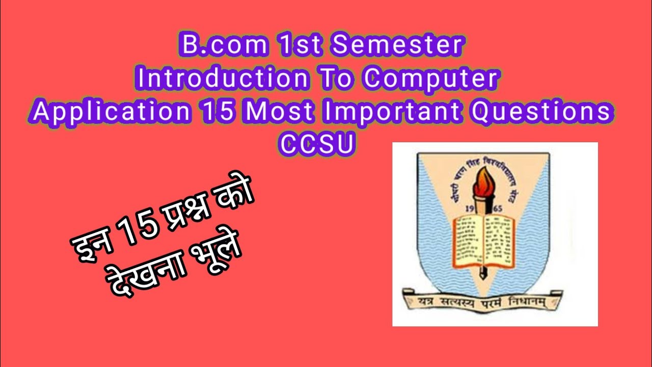 B.com Introduction To Computer Application II 15 Most Important ...