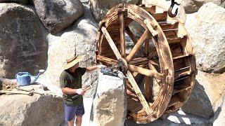 Huge Size of Water Wheel! Process of Making a Watermill. Watermill Artisan in Korea.