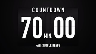 70 Minute Countdown Timer 🕙 Flip Clock with Simple Beeps 🔊🖤