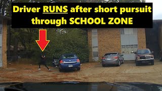 Arkansas State Police pursuit through school zone - Driver jumps out, runs, \u0026 gets caught