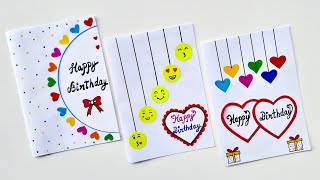 3 Easy&Beautiful white paper Birthday Card making|DIY Birthday greeting Card|Handmade Birthday card