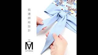 【麥雪爾】MA彈力拼接小雛菊印花綁帶短袖上衣-系列2色 427-21727