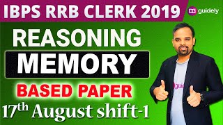 Memory Based IBPS RRB Clerk Pre 2019| Sachin Modi Reasoning| IBPS RRB Clerk Previous Year Qs. Paper