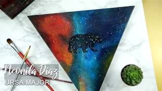 How to Paint Starry Night Sky With Sponge and Acrylics. Ursa Major (speed painting)