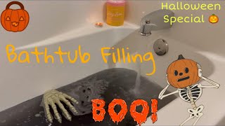Bathtub Filling ASMR - Spooky Halloween Video - Black Water and Two Bath Bombs! 🎃