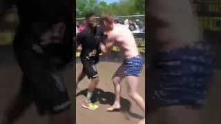 This PUNCH made him go AIRBORNE!! 😯😴 #mma #streetbeefs #shorts