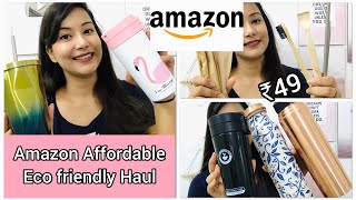 Most Affordable AMAZON Eco-Friendly Products |Flamingo bottle, Bamboo brushes, Steel bottle straws |