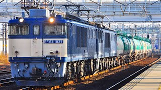 「夢のような組み合わせ！！」国鉄EF64-1037号機+EF64-1020号機(愛知機関区所属・大宮最新色・JRFマークなし)が重連貨物として清洲駅を通過！【次ソ8084レ・愛A62・愛A52】