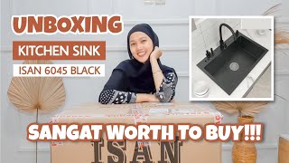 BAK CUCI PIRING / KITCHEN SINK ISAN INOBE JSK 6045 BLACK | ANTI BAU‼