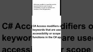 C# access modifier Short | specifier | csharp programming language | malayalam tutorial