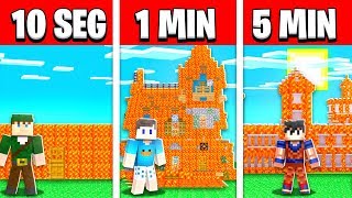 NOOB VS PRO: CONSTRUIR CASA DE LAVA EM 5 MINUTOS / 1 MINUTOS / 10 SEGUNDOS NO MINECRAFT!!