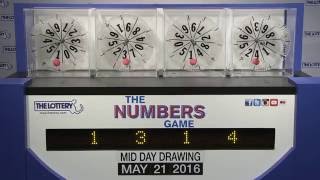 Midday Numbers Game Drawing: Saturday, May 21, 2016