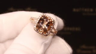 #67511 | Cushion Morganite Halo Diamond Ring, Set in 18ct Rose Gold