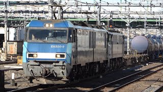 2022/01/18 JR Freight: EF65 2075, Container Cars \u0026 Empty Oil Tank Cars by EH200-9 at Omiya