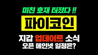 긴급속보 파이코인미친 호재 터졌다 !!지갑 업데이트 소식오픈 메인넷 일정은 ? #파이코인채굴 #파이코인시세 #파이코인급등