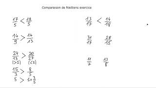 Fractions - Exercices - Comparaison de fractions Exercice