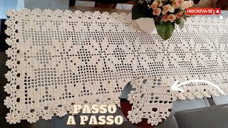 CAMINHO DE MESA SENSAÇÃO EM CROCHÊ FILÉ-TRILHO DE MESA-2/2-LINDO,FÁCIL DE FAZER#crocheting #croche