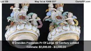 A Dresden Porcelain Pr Of Large 19 Century Lidded