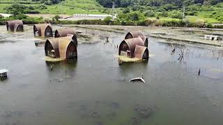 廃墟空撮「牛窓　鹿忍グリーンファーム（水没ペンション村）