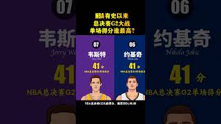 NBA總決賽G2大戰，單場得分誰最高？喬丹怒砍42分，曆史排第幾位？#NBA #籃球 #NBA總決賽 #NBA總冠軍 #詹姆斯 #庫裡 #喬丹 #科比 #杜蘭特 #歐文 #東契奇 #塔圖姆