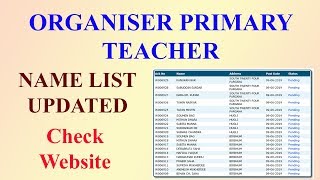 ORGANISER PRIMARY TEACHERS NAME LIST UPDATED IN OFFICIAL WEBSITE