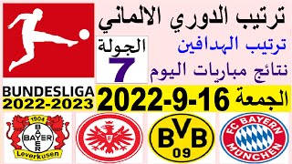 ترتيب الدوري الالماني وترتيب الهدافين و نتائج مباريات اليوم الجمعة 16-9-2022 الجولة 7