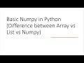 Basic Numpy in Python (Difference between Array vs List vs Numpy)