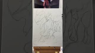 Sketch VS Final Painting 😏 Naruto and Kurama Anime Oil Painting #shorts