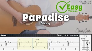 Paradise (Easy Version) - Coldplay | Fingerstyle Guitar | TAB + Chords + Lyrics