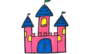 How to Draw Very Cute Castle || step by step instructions for kids