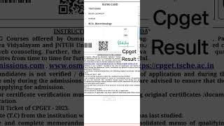 My cpget score card unexpected rank 🤑🚀🔥#cpget #cpget2024 #ou_students #shorts #youtube #viralvideo