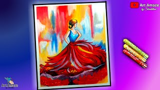 Oil Patel Drawing for Beginner Oil pastel Girl Drawing Easy A Ballerina Dancing girl pastel painting