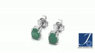 Johareez 1.70CTW Genuine Emerald .925 Sterling Silver Earrings